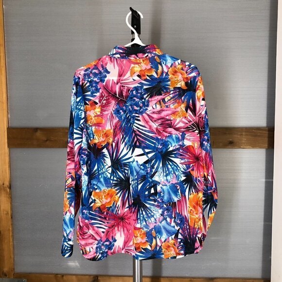 Tango MANGO CANADA Tropical Multicolour Button Down Blouse Sz L - Picture 2 of 6